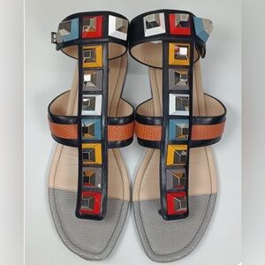 Fendi Women's Geometric Sandals - Black, Brown, Silver
